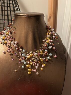 Multicolor Pearl Pearl Cluster Necklace - Women Jewelry